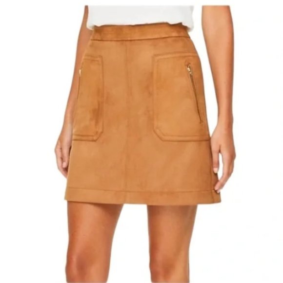 LOFT Dresses & Skirts - Loft Outlet Faux Suede Leather Lined A-Line Skirt Mini Short Camel: 6